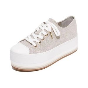 MICHAEL MICHAEL KORS Ronnie Canvas Lace Up Platform Sneakers In Natural